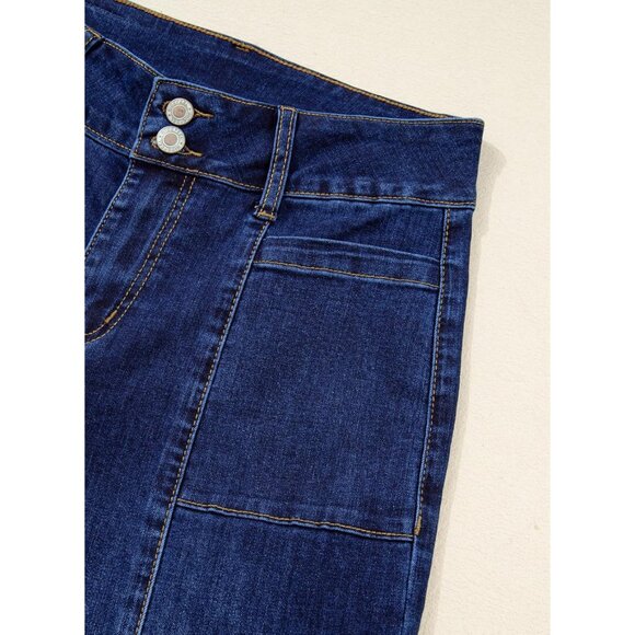 Womens Wide Leg Baggy Jeans High Waisted Stretchy Casual Ankle Denim - Picture 5 of 7